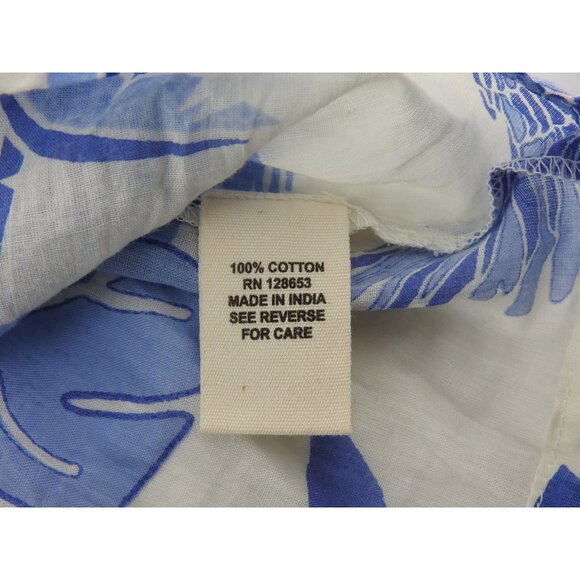 Artelier Nicole Miller Blue White Tropical Off Shoulder Ruffle Top Sz S Boho - Picture 5 of 9